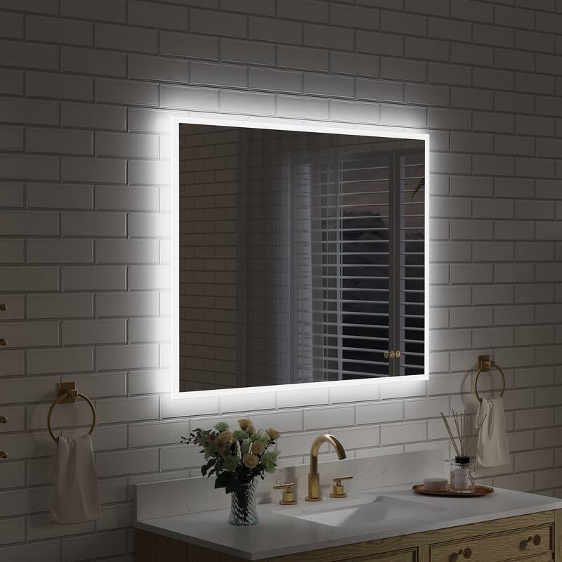 Modern Wall Mounted LED Bathroom Frontlit/Backlit Mirror With PMMA Diffuser