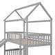 preview thumbnail 4 of 8, Multifunctional Twin Over Twin Bunk Bed with Slide and Ladder,House Bed with Roof
