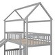 preview thumbnail 16 of 20, Twin Over Twin Bunk Bed with Slide, House Bed, Solid Wood Frame, White