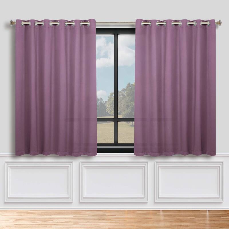 Superior Solid Machine Washable Room Darkening Grommet Blackout Curtains, Set of 2