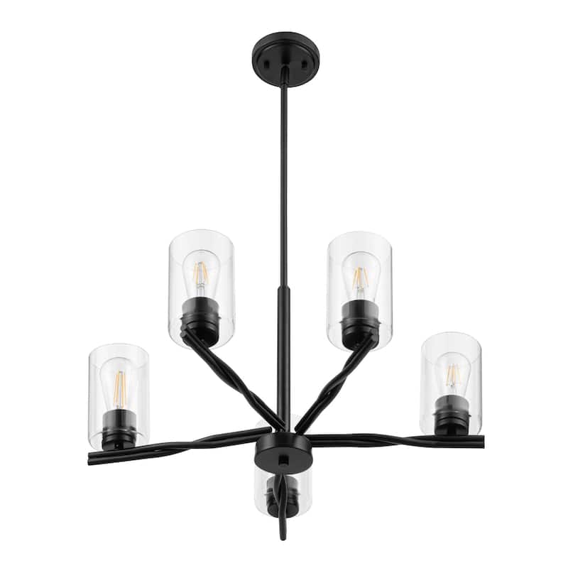 Prominence Home Lantier 5-Light Matte Black Chandelier with Clear Glass - 25.5