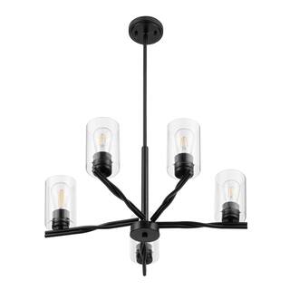 Prominence Home Lantier 5-Light Matte Black Chandelier with Clear Glass - 25.5
