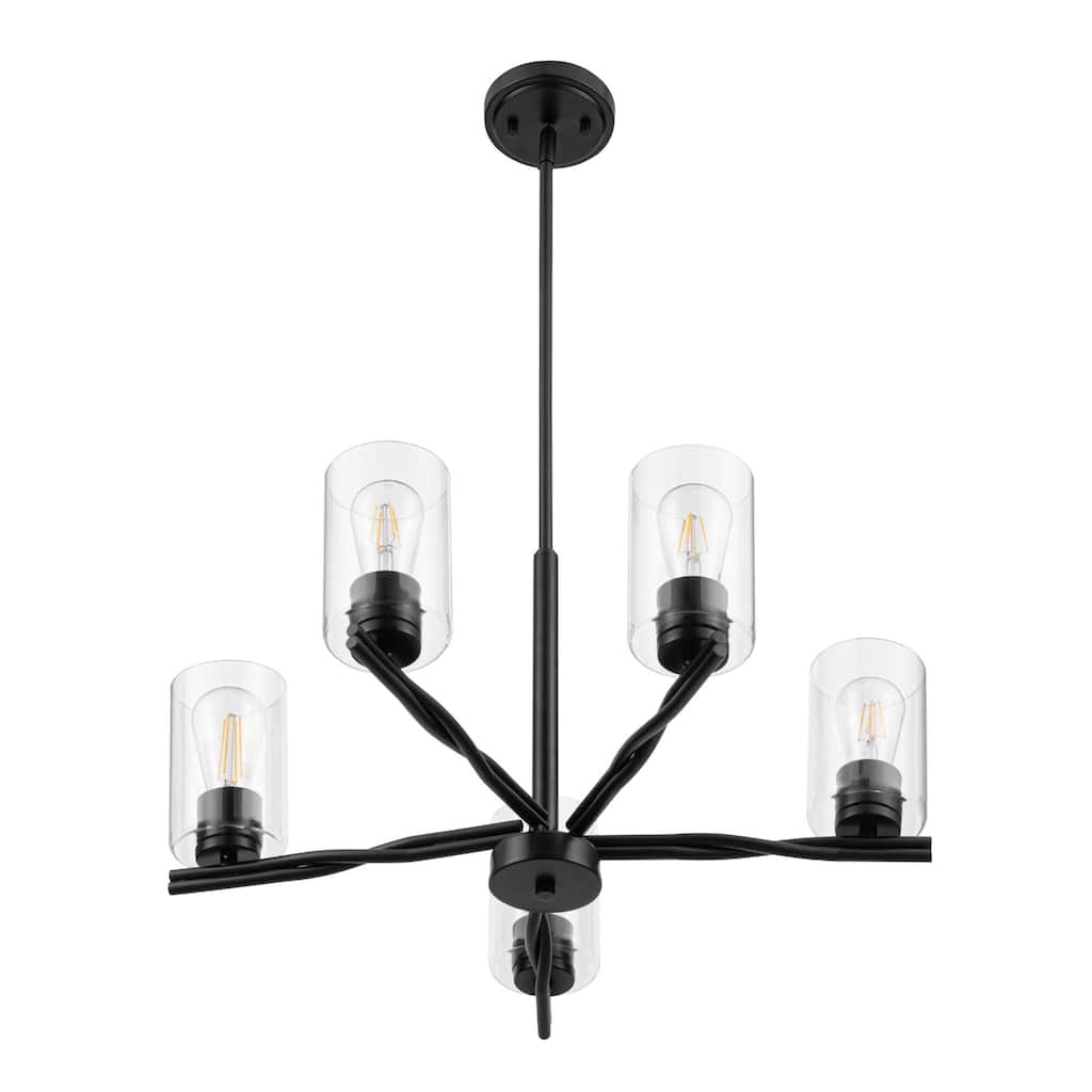 Prominence Home Lantier 5-Light Matte Black Chandelier with Clear Glass - 25.5