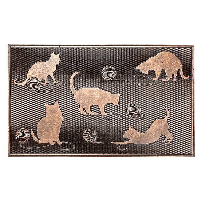 IH Casa Decor Rubber Mat Cats Playing With Ball Of Yarn