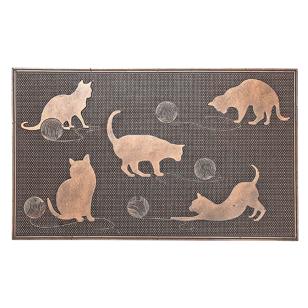 IH Casa Decor Rubber Mat Cats Playing With Ball Of Yarn