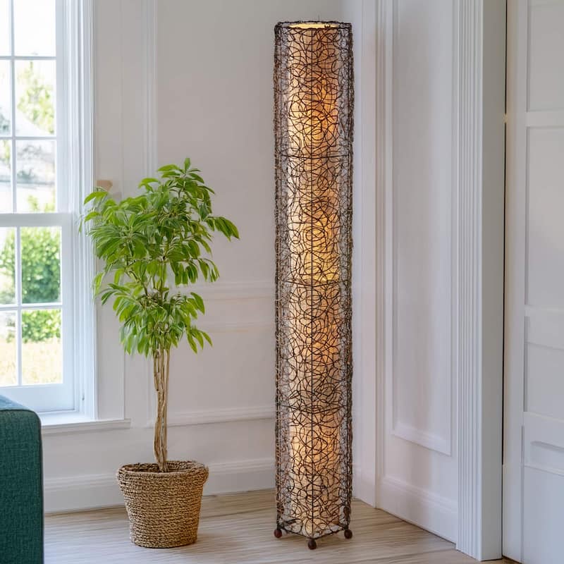 Eangee Handmade Nito Giant Floor Lamp, Handmade Paper Shade, 11 x 11 x 72 in. - Natural