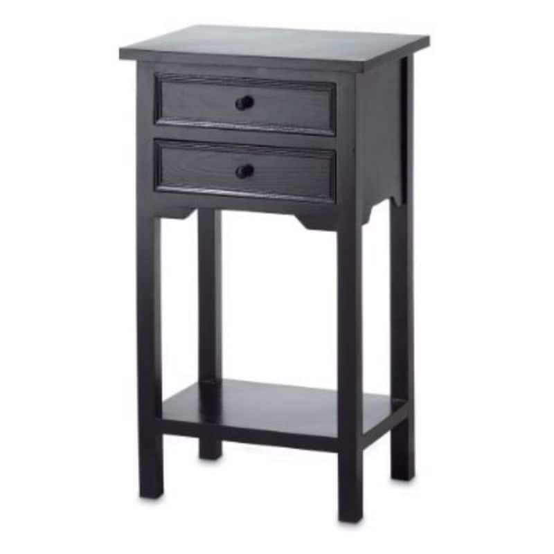 Set of 2 Black Wooden Nightstand Side End Table with 2 Storage Drawers Perfect for Kitchen - 15.75” x 11.63” x 27.33”