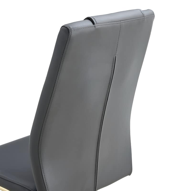 Faux Leather Dining Room Chairs with Upholstered Seat, Modern Kicthen Chairs Armless Accent Chairs with Metal Legs, Set of 4