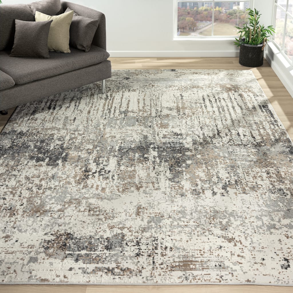 Lumina Ivory Abstract Modern Area Rug