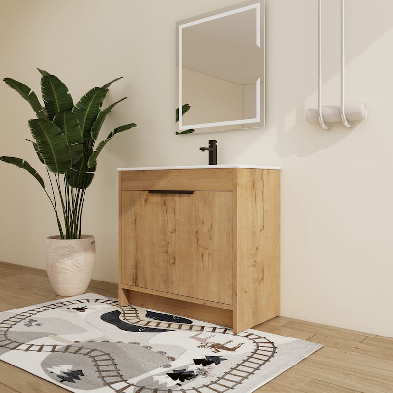 Malwee 24"/30"/36" FreeStanding Bathroom Vanity, Floor Stand Bathroom Vanity with Sink,Soft Close Door and Adjustable shelf