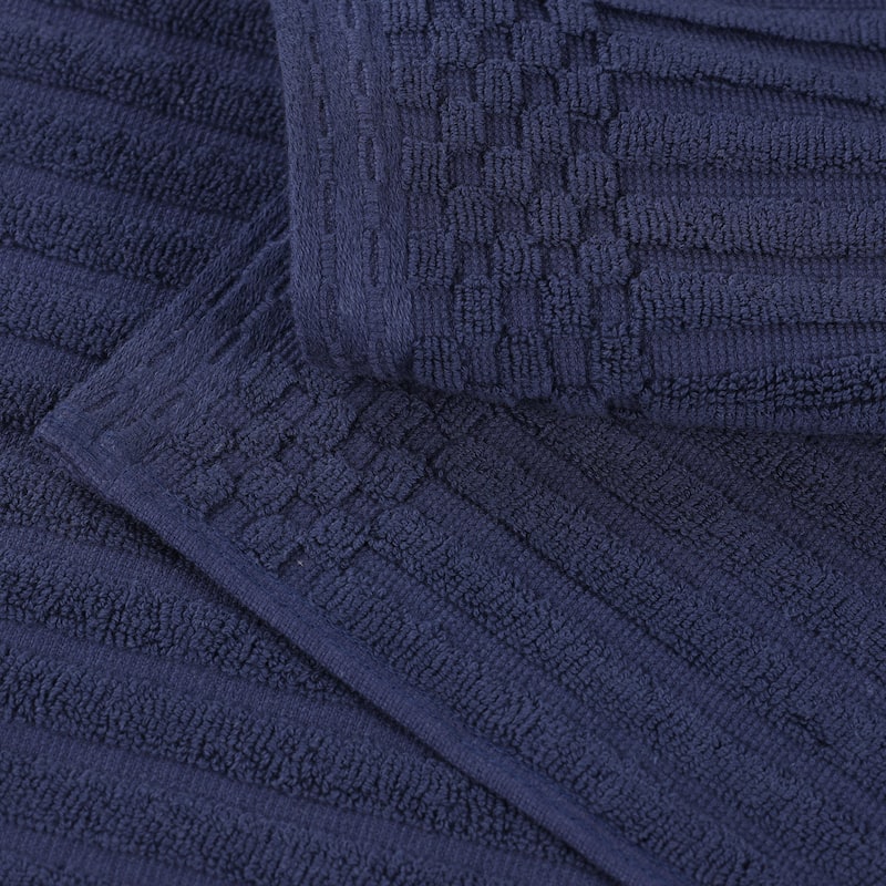Blue Nile Mills Modern Ribbed 100% Cotton Quick-Dry 3-Piece Towel Set
