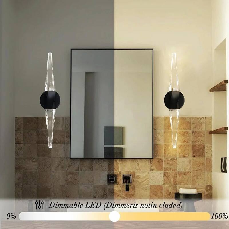 KAYLA 20.8" Black Crystal Wall Sconce