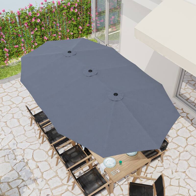 15 - foot Dual - sided Teal Outdoor Umbrella: Durable Polyester Canopy, Sturdy Steel Frame(no base)