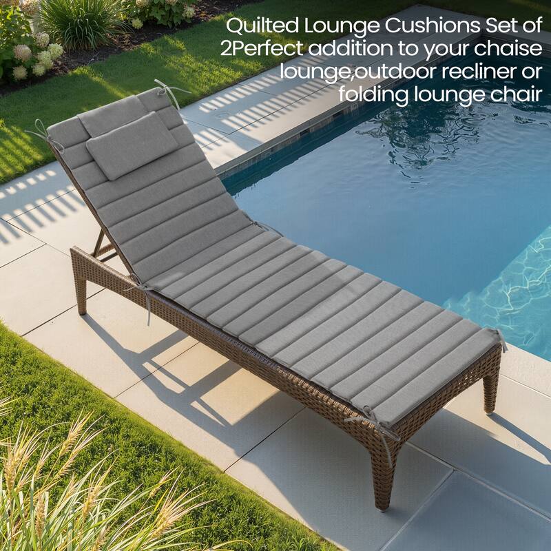 Pellebant Outdoor Chaise Lounge Cushions Patio Lounger Pad with Straps