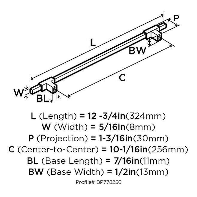 Urbanite 10-1/16 in (256 mm) Center-to-Center Polished Chrome/Black Chrome Cabinet Pull - 10.0625