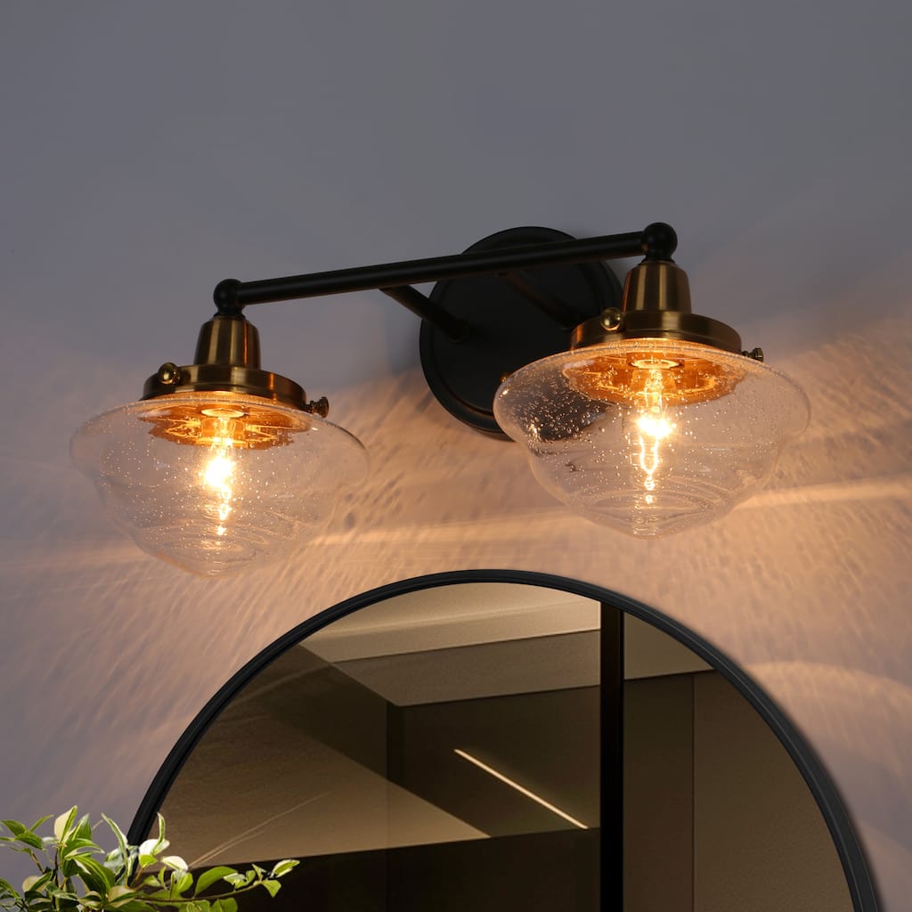 1/2/3/4-Light Modern Black Gold Bathroom Vanity Light Schoolhouse Glass Wall Sconce