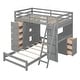 preview thumbnail 15 of 16, Twin Over Twin Solid Pine Bunk Bed with Drawers, Shelves, Desk with LED & USB Ports