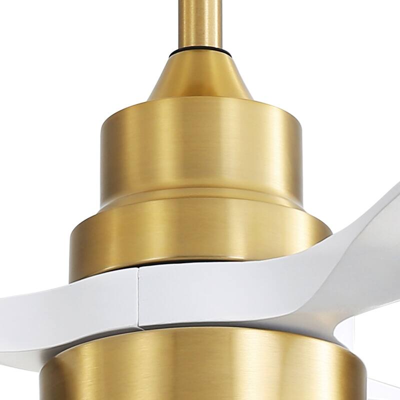 52"Solid Wood Ceiling Fan with Light Optional, 6-Speed Reversible DC Motor and Remote control,Smart Optional