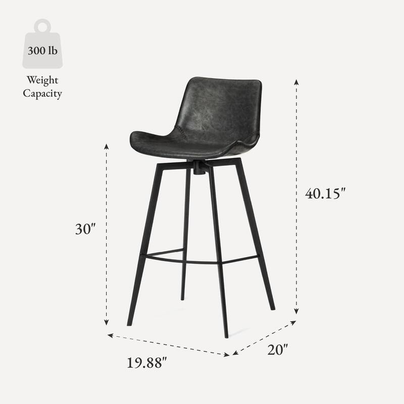 Maven Lane Victor Metal & Vegan Leather Kitchen Dining Stool