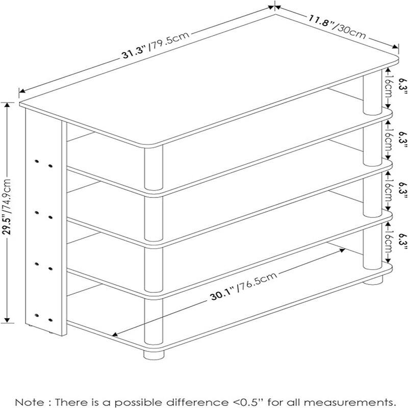 Turn-N-Tube 5 Tier Wide Shoe Rack - 29.45"D x 31.5"W x 11.8"H