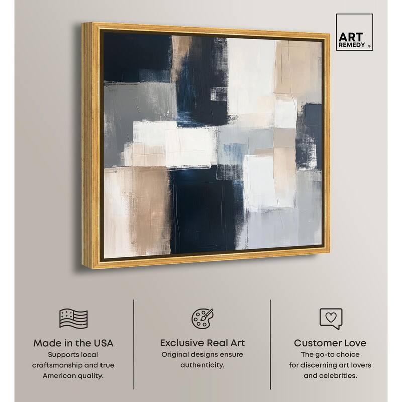 Blue and Tan Abstraction I Canvas by Art Remedy