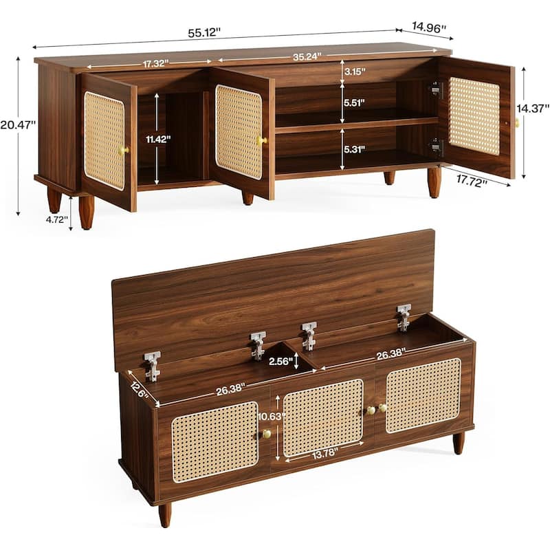 2-in-1 Shoe Bench with Hidden Storage Compartment