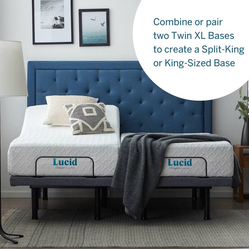 Lucid Advanced Adjustable Bed Base for Mattresses with Wireless Remote and USB Charging Ports