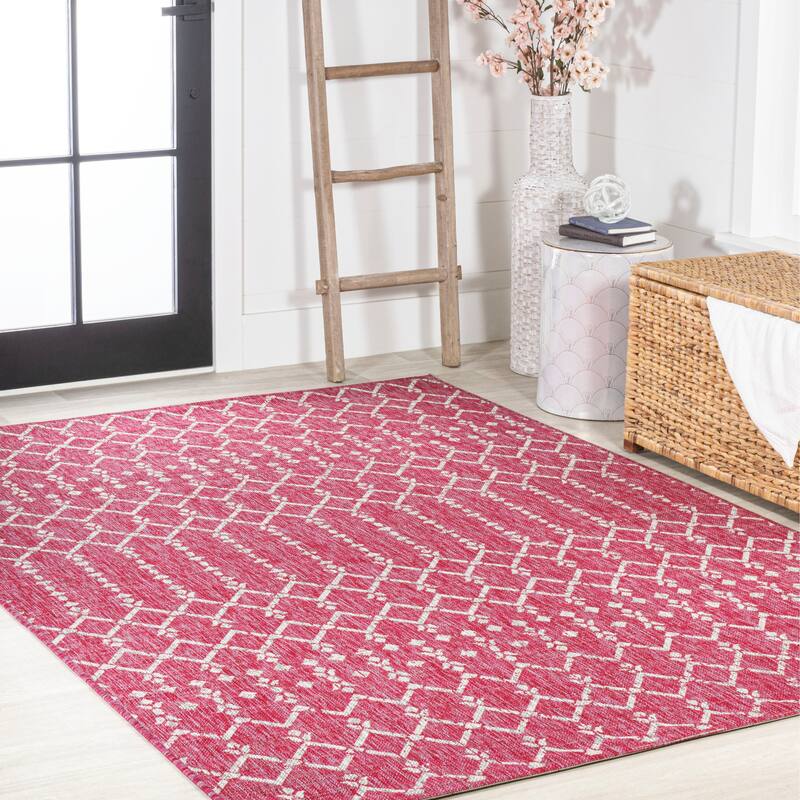 JONATHAN Y Trebol Moroccan Geometric Textured Weave Indoor/Outdoor Area Rug