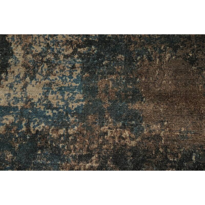 Hand Knotted Oriental Viscose Silk Carpet Modern All-Over Multi-Colored Abstract Area Rug - 7' 10'' X 5' 0''