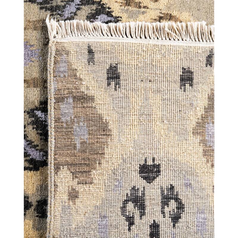 Ikat One-of-a-Kind Hand-Knotted Area Rug, Ivory - 8' 10" x 12' 5"