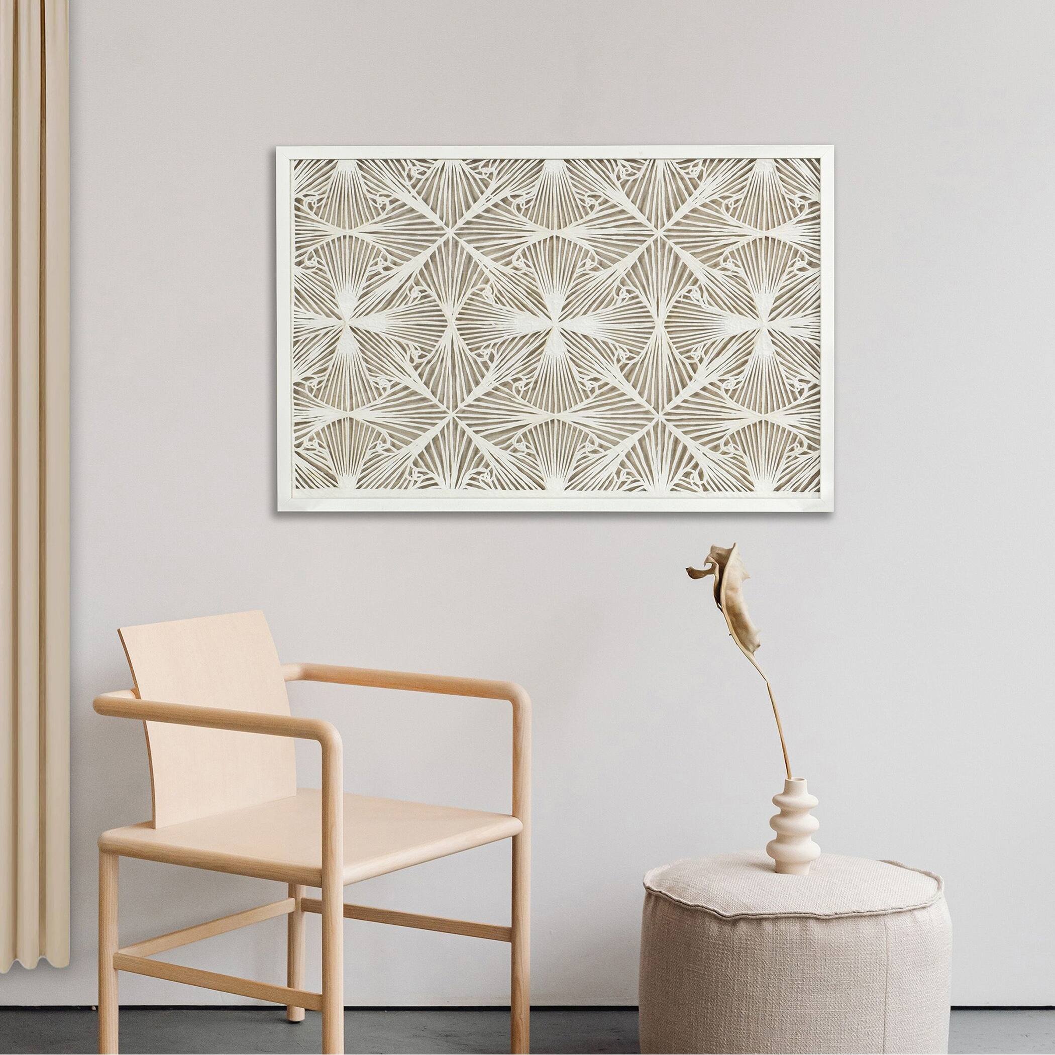 Illusion Shadow Box Abstract Woven Rice Paper Wall Art OffWhite Frame Bed Bath & Beyond