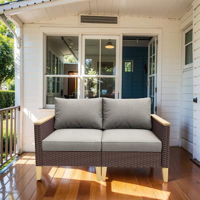 Gymojoy Outdoor Loveseat Sectional Rattan Sofa Set