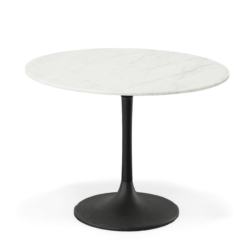 Carolina Living Enzo 40" Round Marble Top Dining Table - White, Black