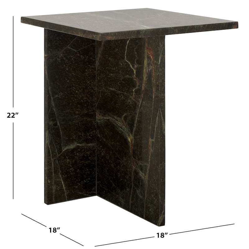 SAFAVIEH Couture Adriano 2 Leg Marble Accent Table - 18"W x 18"D x 22"H