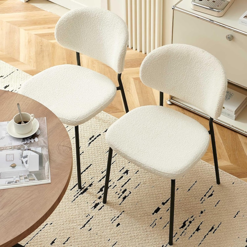 Howtai Round Kitchen Dining Chairs Upholstered,Metal Legs