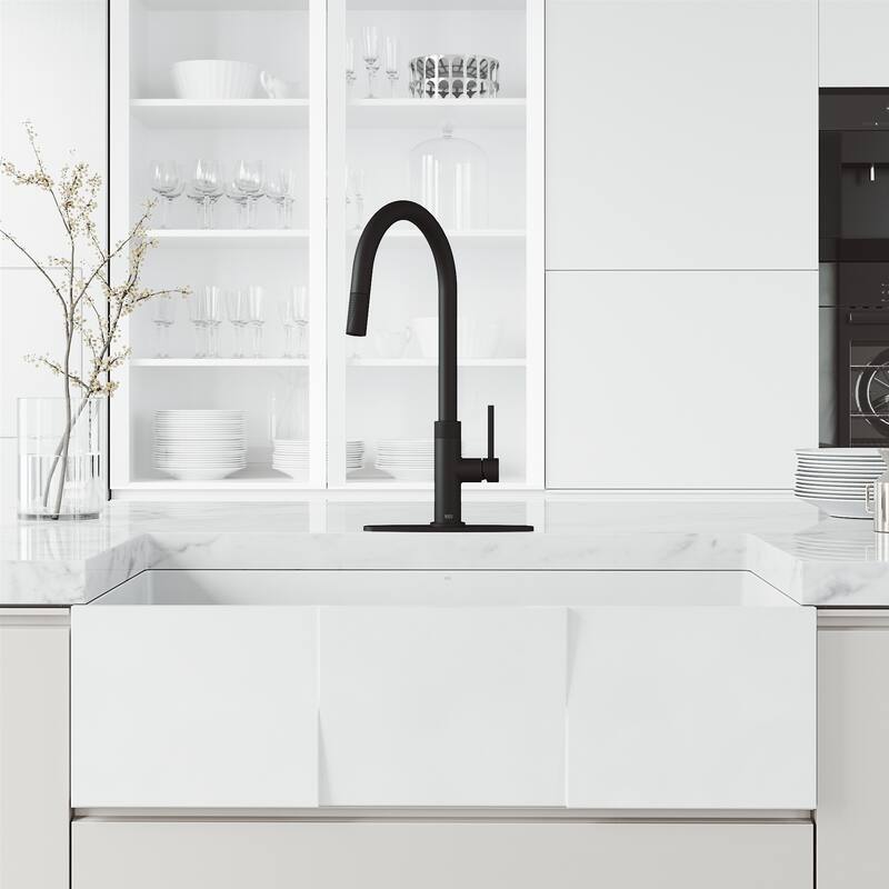 VIGO Bristol 19" H Single Handle Pull-Down Sprayer Kitchen Faucet