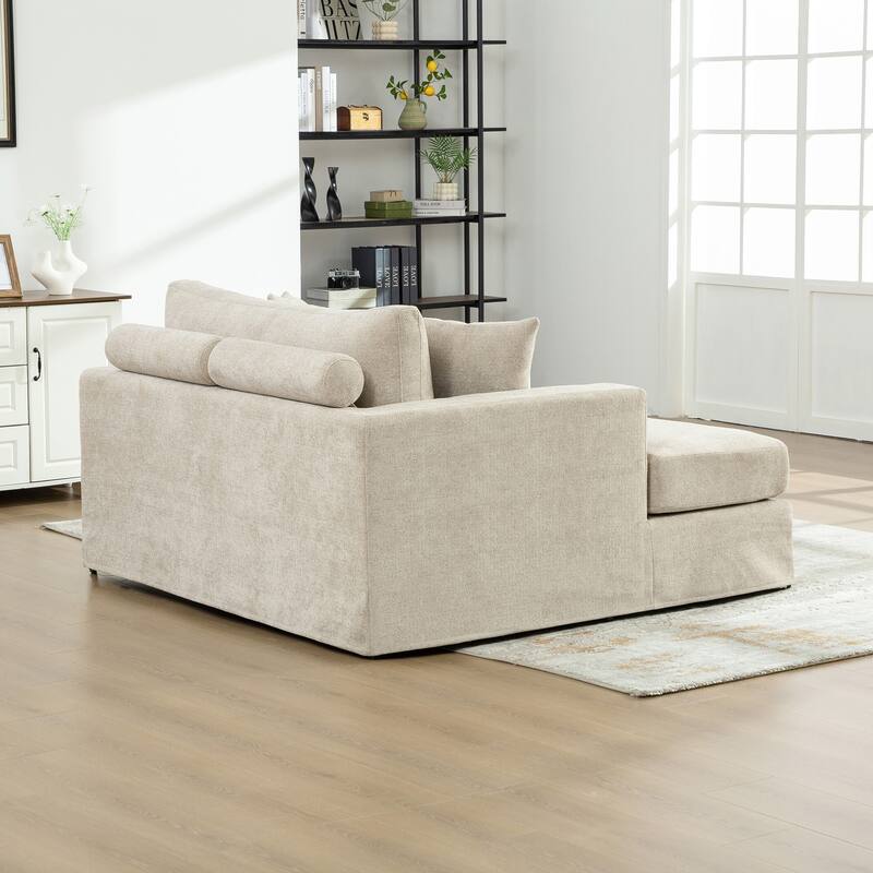 56.3" Wide Extra Large Chenille Sofa Bed, Sturdy Metal Legs, Strong Load-Bearing for Living Room, Bedroom, Apartment