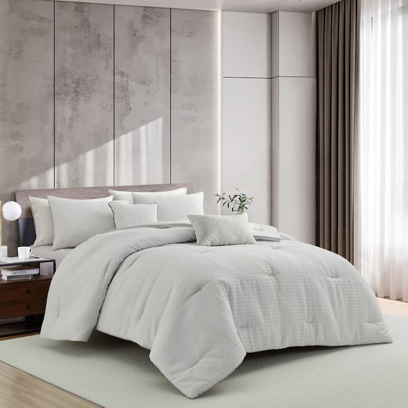 Kenneth Cole Space Dye Grid Grey Comforter Set