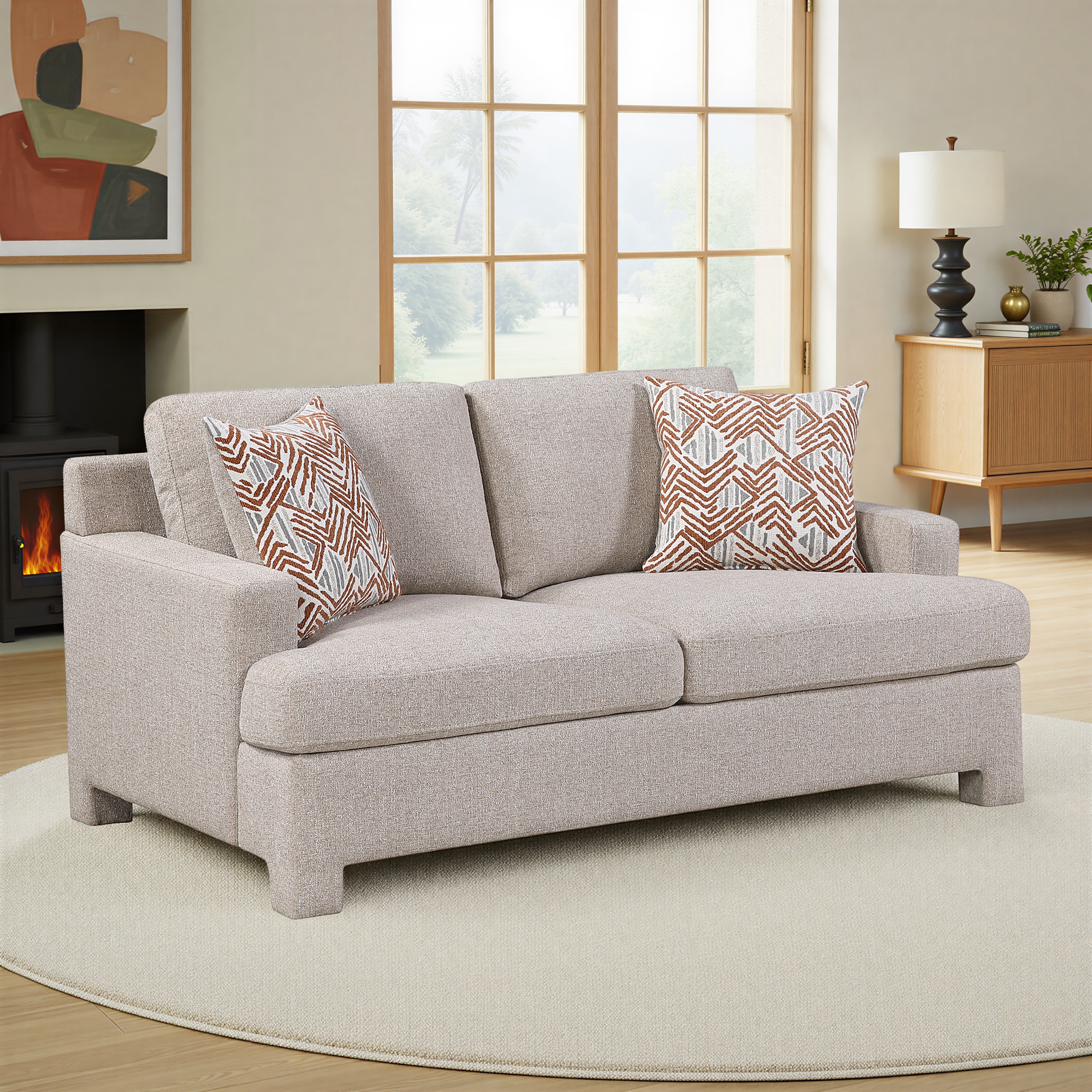 Arlo 68" Chenille Living Room 2-seater Loveseat with Two Decor Pillows