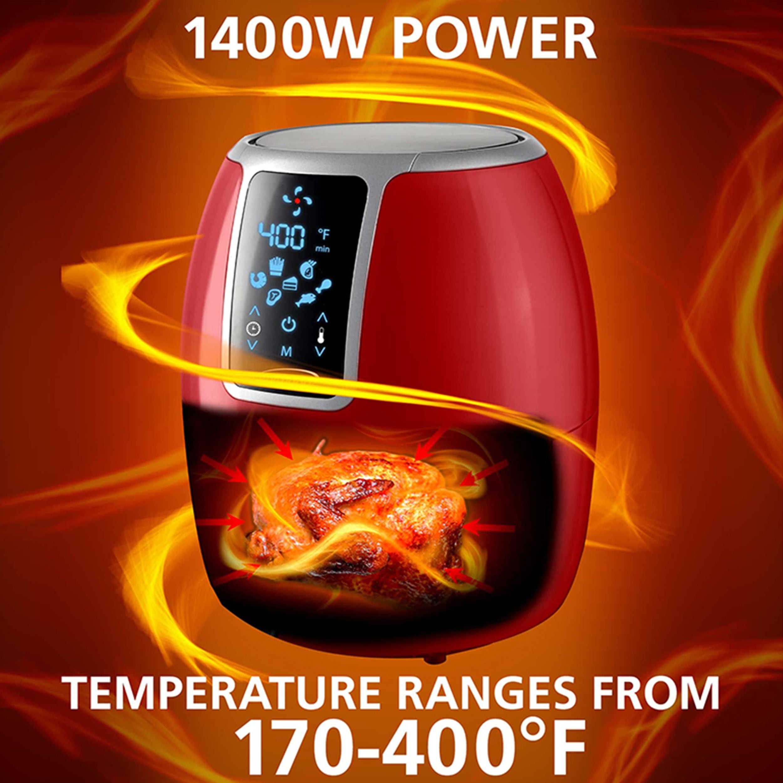 Brentwood Small 1400 Watt 4 Quart Electric Digital Air Fryer with