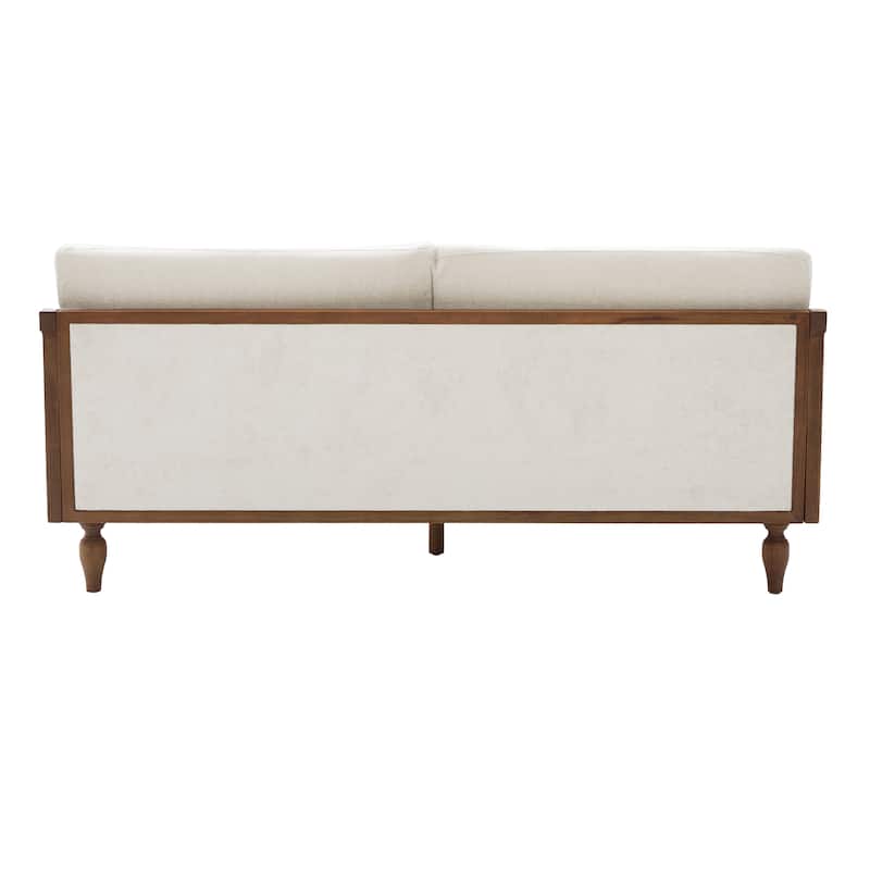 Christopher Knight Home - Riverton Mid-Century Upholstered Loveseat Sofa with Rattan Armrests