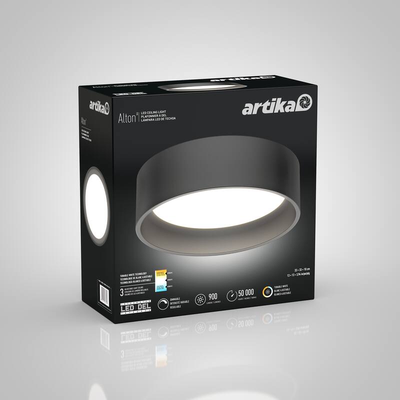 Artika Alton LED Integrated Flushmount 3CCT, Black