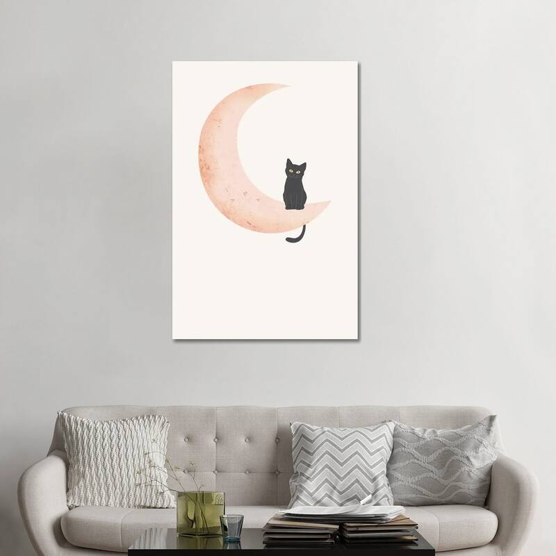 iCanvas "Cat On The Moon" by Nikki Canvas Print - 48x32x1.5