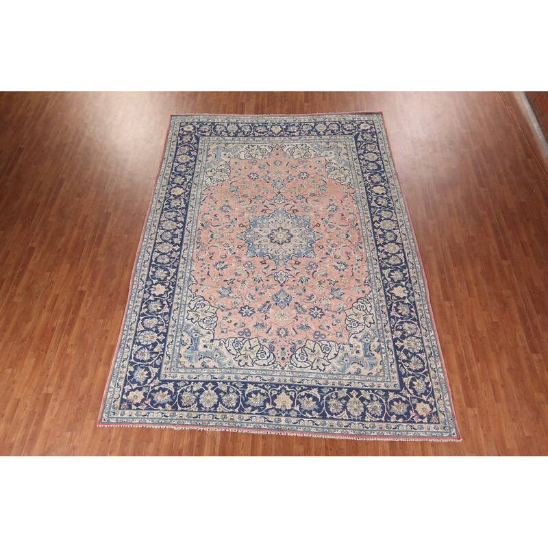 Traditional Pink Najafabad Persian Vintage Rug Handmade Wool Carpet - 9'6"x 13'0"