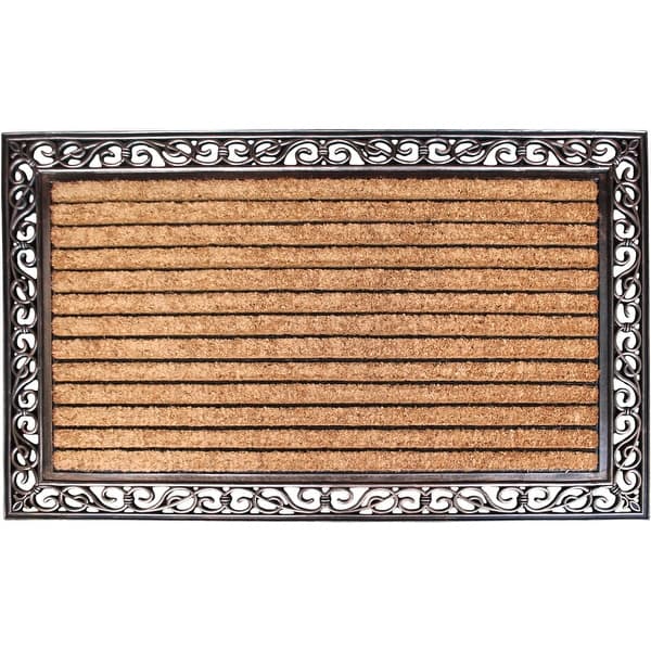 slide 2 of 13, A1 Home Collections Natural Rubber And Coir Molded Hand-finished Doormat 30"X48" Bronze