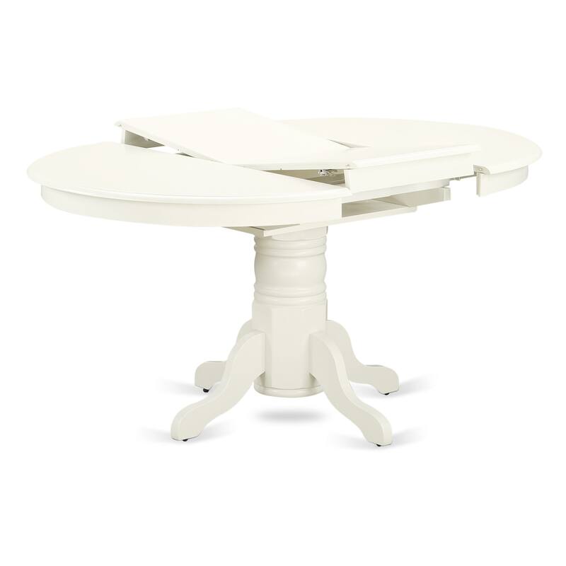 East West Furniture Kitchen Set Consists of an Oval Dining Table and Upholstered Chairs, Linen White (Pieces Options)