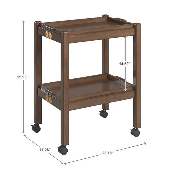 Dolores Wood Finish Folding Bar Cart with Two Detachable Trays by iNSPIRE Q Modern