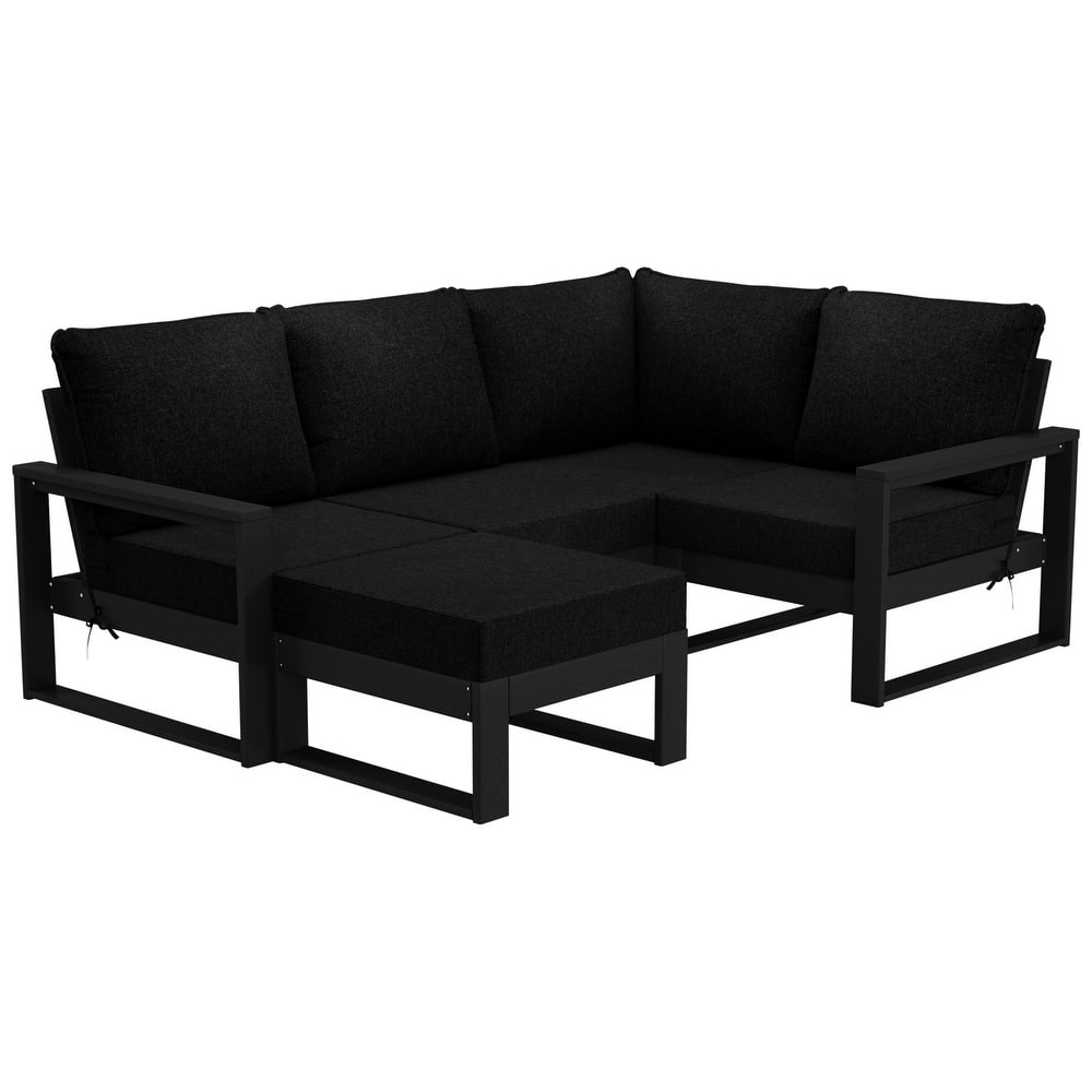 Endless Patio 5-Piece Deep Seating Set with Ottoman with Black Frame