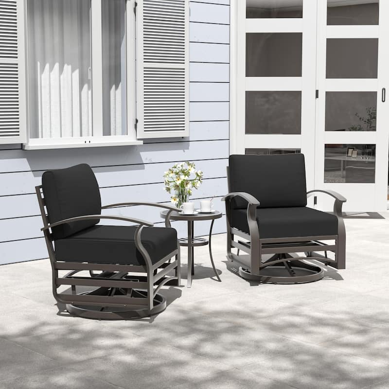 Aluminum Patio Furniture Set with FirePit Ottomans Swivel Chairs,Sectional Sofa with Thick Seat Cushions for Porch Garden