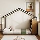 preview thumbnail 15 of 23, Twin Size Metal House Bed Frame with Cozy LED Lights and Side Shelves, Playhouse Bed for Kids with Roof Design, White